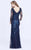 Shail K - 1282 Sequined Long Sleeve Long Gown In Blue