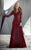 Shail K - 1282 Sequined Long Sleeve Long Gown In Red