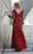 Shail K - 1282 Sequined Long Sleeve Long Gown In Red