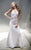 Shail K - 1283 Beaded V Neck Long Gown In White