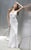Shail K - 1283 Beaded V Neck Long Gown In White