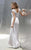 Shail K - 1283 Beaded V Neck Long Gown In White