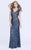 Shail K - 1283 Beaded V Neck Long Gown In Blue