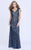 Shail K - 1283 Beaded V Neck Long Gown In Blue