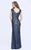 Shail K - 1283 Beaded V Neck Long Gown In Blue