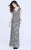 Shail K - 1283 Beaded V Neck Long Gown In Gray