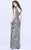 Shail K - 1283 Beaded V Neck Long Gown In Gray