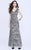 Shail K - 1283 Beaded V Neck Long Gown In Gray