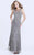 Shail K - 1284 Bead Festooned Illusion Evening Dress In Gray