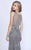 Shail K - 1284 Bead Festooned Illusion Evening Dress In Gray