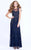 Shail K - 1284 Bead Festooned Illusion Evening Dress In Blue