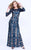 Shail K - 1287 Long Sleeve Sequined Illusion Evening Dress In Blue