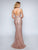 Nina Canacci - 8155 Glitter Lace Triple Spaghetti Strap Evening Gown In Pink/Gold