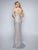 Nina Canacci - 8155 Glitter Lace Triple Spaghetti Strap Evening Gown In Silver and Neutral