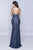 Nina Canacci - 8155 Glitter Lace Triple Spaghetti Strap Evening Gown In Navy/Nude