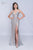 Nina Canacci - 8157 Plunging Sweetheart Metallic High Slit Gown In Nude and Silver