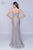 Nina Canacci - 8157 Plunging Sweetheart Metallic High Slit Gown In Nude and Silver