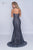 Nina Canacci - 8157 Plunging Sweetheart Metallic High Slit Gown In Gray