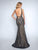 Nina Canacci - 8158 Embellished Deep V-neck Trumpet Dress In Black and Nude