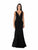 Poly USA - 8158 Sleeveless Illusion Plunging  V Neckline Mermaid Dress In Black