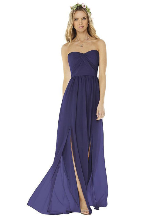 Social Bridesmaids by Dessy - Strapless Gown in Midnight 8159 in Blue