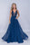 Nina Canacci - 8159 Embellished Plunging V Neck A-Line Gown In Blue