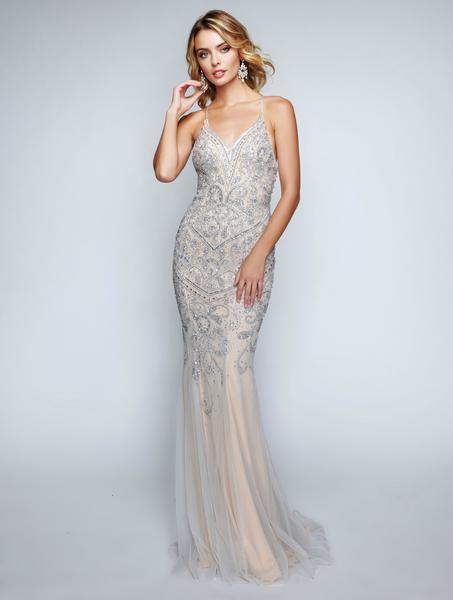 Nina Canacci - 8162 Sleeveless Embellished V-neck Trumpet Dress