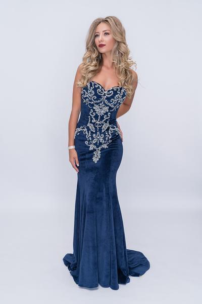 Nina Canacci - 2185 Rhinestone Accented Sweetheart Trumpet Dress