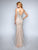 Nina Canacci - 8163 Embellished Plunging V-neck Trumpet Dress In Silver and Neutral