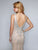 Nina Canacci - 8163 Embellished Plunging V-neck Trumpet Dress In Silver and Neutral