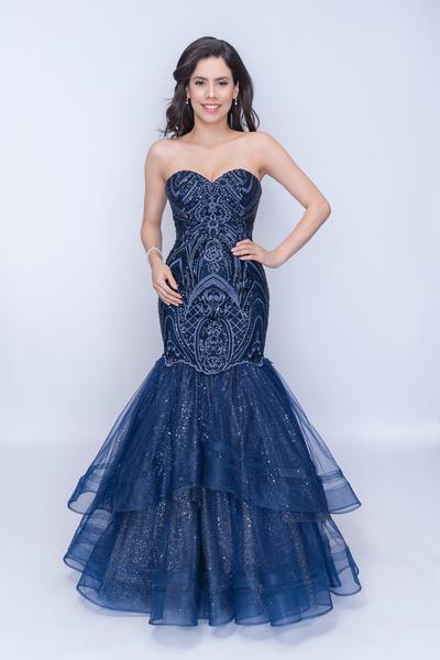 Nina Canacci - 1407 Sequined Sweetheart Tiered Mermaid Dress