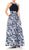 Eliza J Evening - EJ7M5920 Embellished Floral Print A-line Dress In Blue and Silver