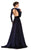 Johnathan Kayne - 7219 Embossed Jewel Long Sleeves Evening Gown in Blue