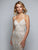 Nina Canacci - 8170 Beaded Lace V-neck Sheath Dress In White and Neutral