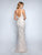 Nina Canacci - 8170 Beaded Lace V-neck Sheath Dress In White and Neutral