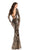 Johnathan Kayne - 7241 Long Sleeve Gold Embellished Evening Gown  in Black and Gold