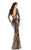 Johnathan Kayne - 7241 Long Sleeve Embellished Evening Gown in Black and Gold