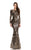 Johnathan Kayne - 7241 Long Sleeve Gold Embellished Evening Gown  in Black and Gold