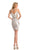 Johnathan Kayne - 7245 Illusion Jewel Neck Cocktail Dress in White and Silver