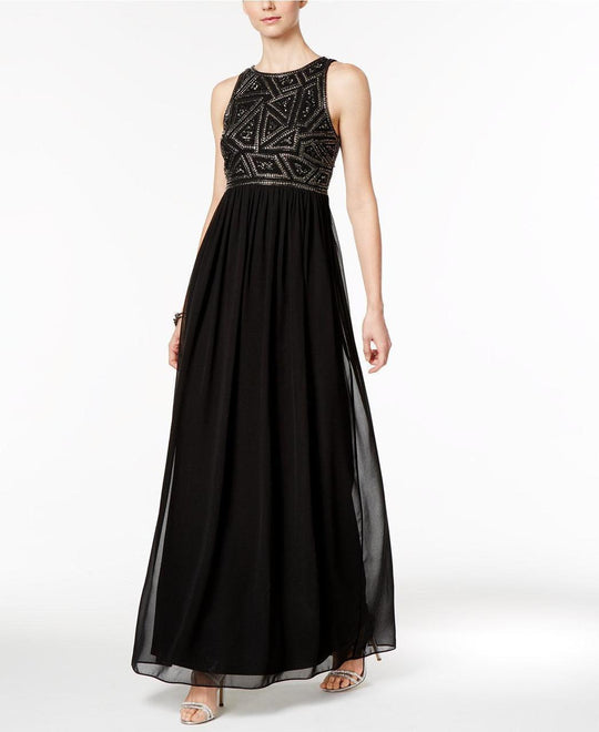 Adrianna Papell - Embellished Jewel Ruched Gown 191910790 in Black