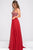 Jovani - JVN33701 Beaded Bodice Open Back Chiffon Dress In Red