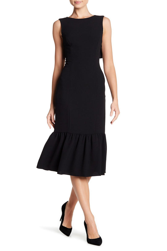 Adrianna Papell - AP1D100650 Ruffle Paneled Hem Sheath Dress In Black