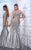 MNM Couture - 8181 Ornate Illusion Paneled Gown in Silver