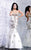 MNM Couture - 8182 Crystal Accented Mermaid Dress In White