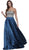 Metallic Embellished Strapless Long Evening Gown