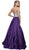 Metallic Embellished Strapless Long Evening Gown