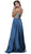 Metallic Embellished Strapless Long Evening Gown