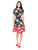 Taylor - 1204M Short Sleeves Floral Print Stretch Crepe Dress In Black and Multi-Color