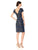 Adrianna Papell - AP1D101402 Short Sleeve Metallic Jacquard Dress In Blue and Print