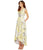Sangria - SBHW964 Cap Sleeve Floral Shantung Dress in Yellow and Floral